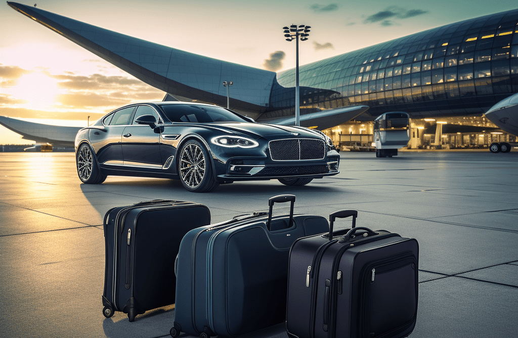 boorg a luxury car in front of airport is preparing to carry