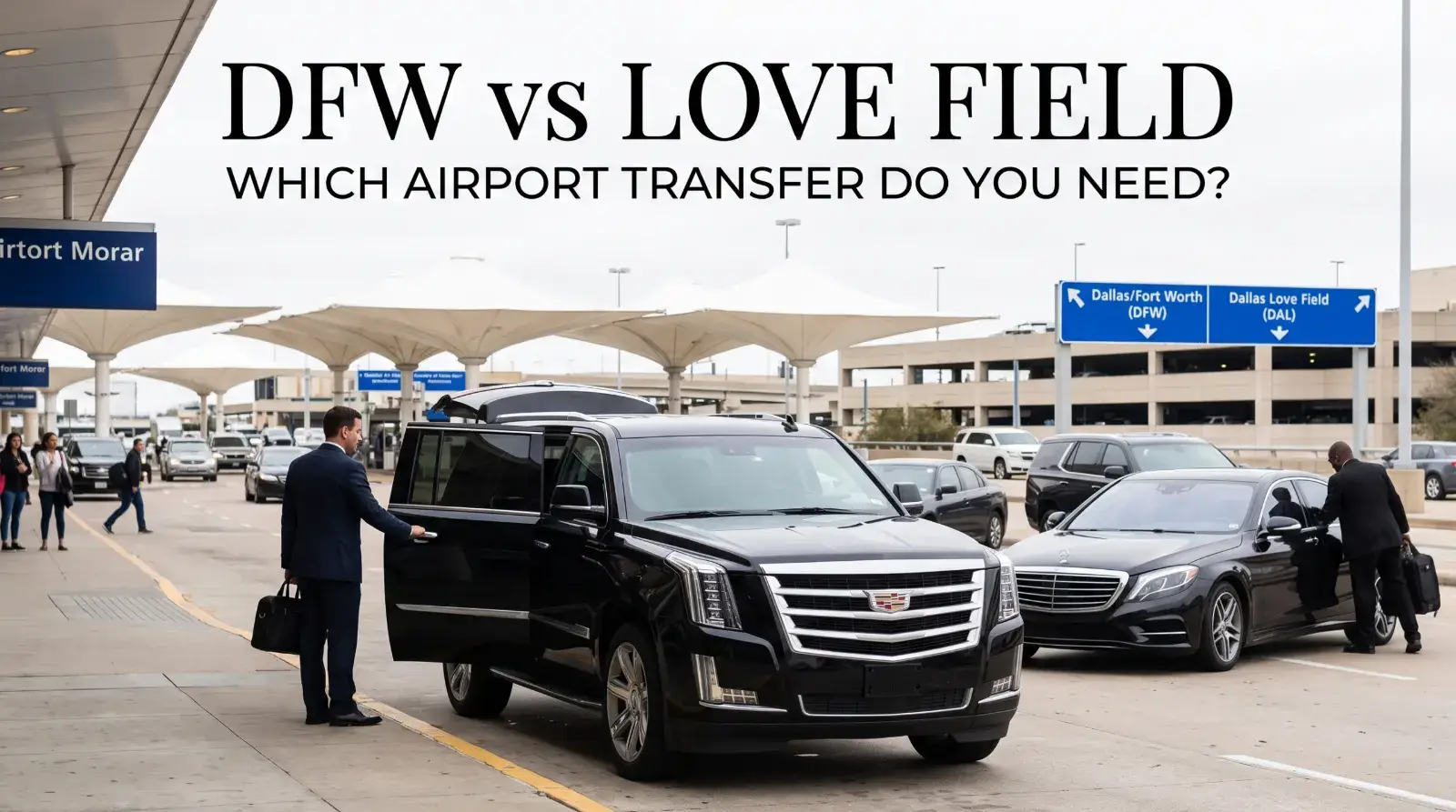 DFW vs Love Field airport transfer with a Luxury Dallas Limo chauffeured car