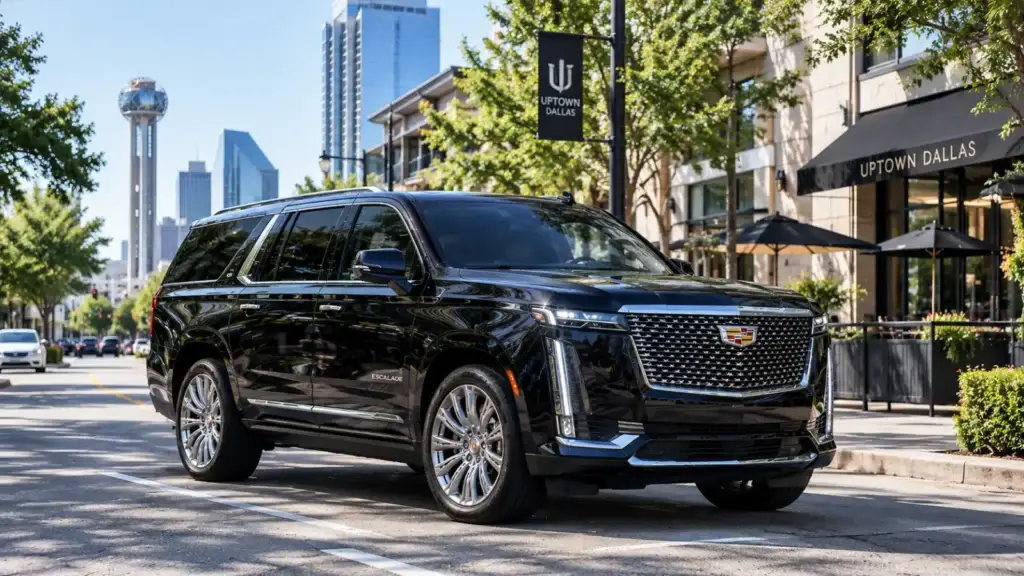 Black Cadillac Escalade parked in Uptown Dallas