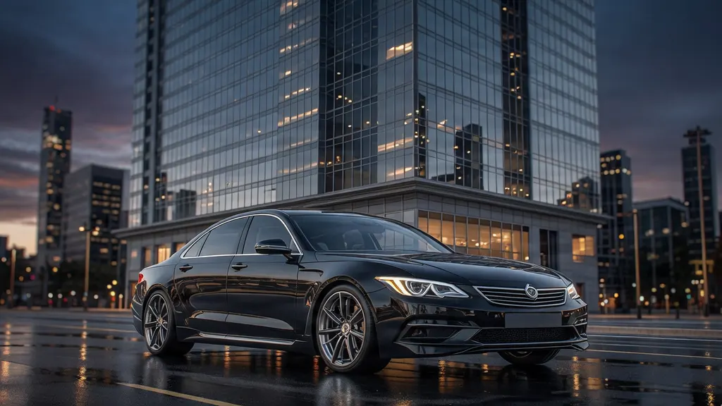 5 Signs You Need Corporate Car Service, Not a Rideshare 3 Black executive sedan for corporate car service outside a Dallas office building